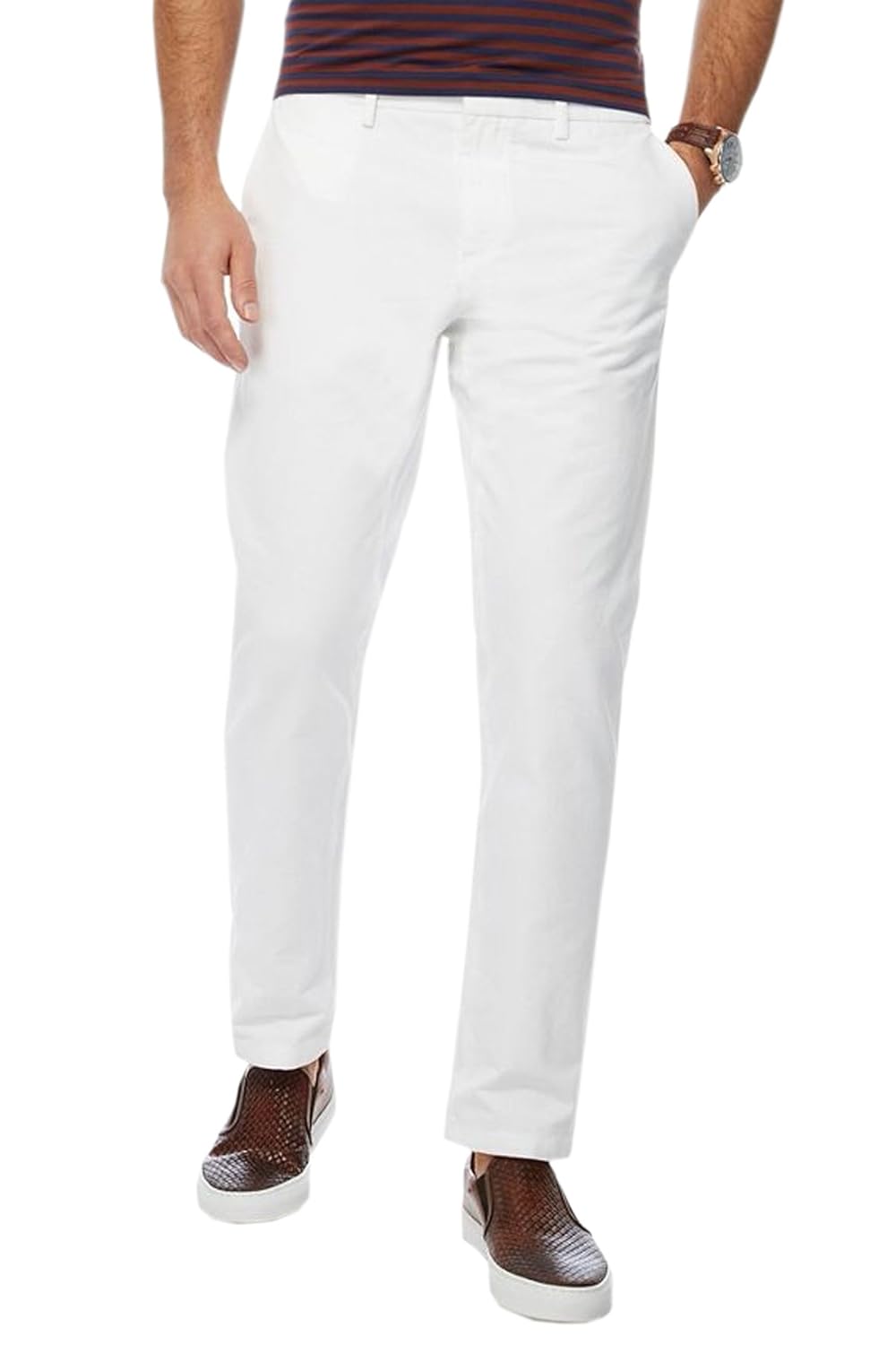 halogen copperstone fashionable lycra white skinny fit chinos for men's