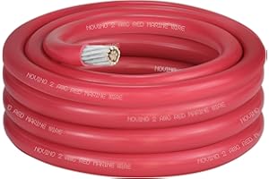 NOVINO 2 Gauge Marine Grade Battery Cables,600V 2 AWG 10ft Tinned Copper Battery Cable for Marine Boat Wiring RV Camper Trailer Car Truck Motorcycle Kubota Tractor