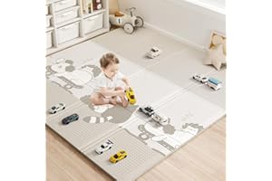 BG-BABYGO Baby Floor Play Mat 47"x47" Baby Playpen Mat, Foldable Baby Girl Playmat, Reversible Waterproof Foam Play Mats for Baby, 0.4 inch Crawling Baby Mat for 50" X 50" & 47"x47" Playpen(47*47*0.4)