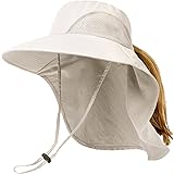 Camptrace Womens Mens Hiking Fishing Hat Waterproof Nylon Wide Brim Hat with Large Neck Flap UPF 50+ Sun Protection Hats
