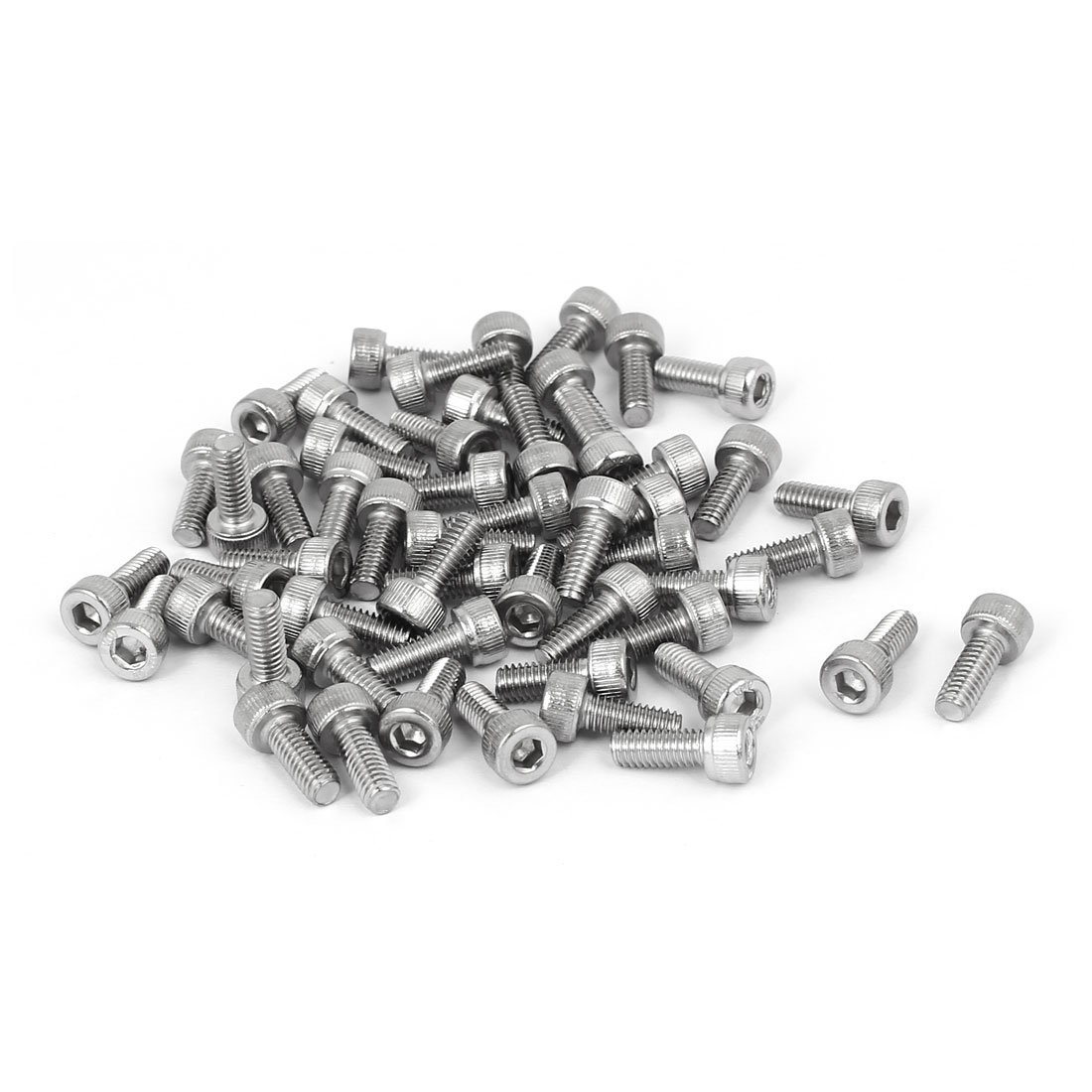 uxcell M4x10mm Thread 304 Stainless Steel Hex Socket Head Cap Screw Bolt DIN912 55pcs