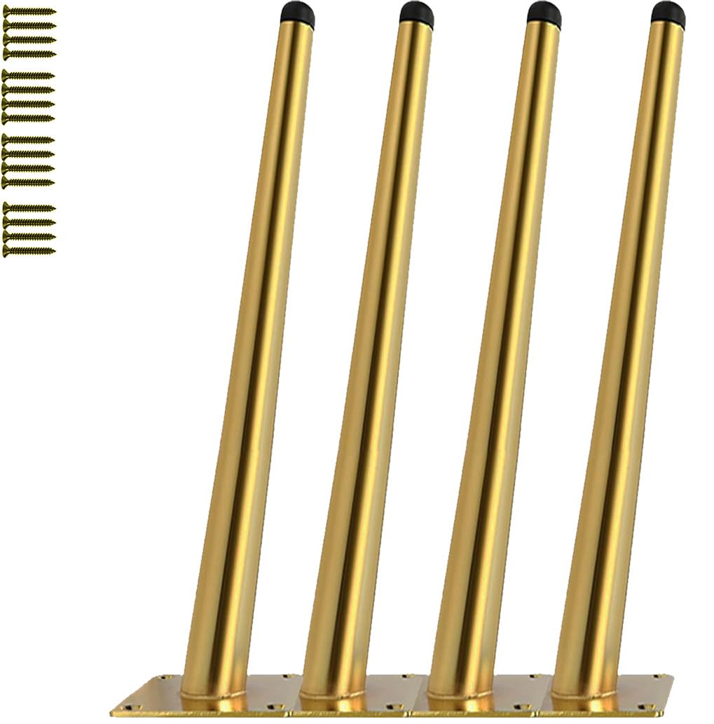 TempFoo Metal Table Furniture Legs 16 Inch, Gold Furniture Feet for Coffee Chair Desk Sofa Cabinet Cupboard Couch Bed Oblique Conical, Home DIY Projects Modern Minimalist Decor Style