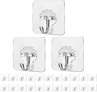 PAIDASHU Self Adhesive Hooks 25 Pack Heavy Duty 10 KG Nail Free Hangers