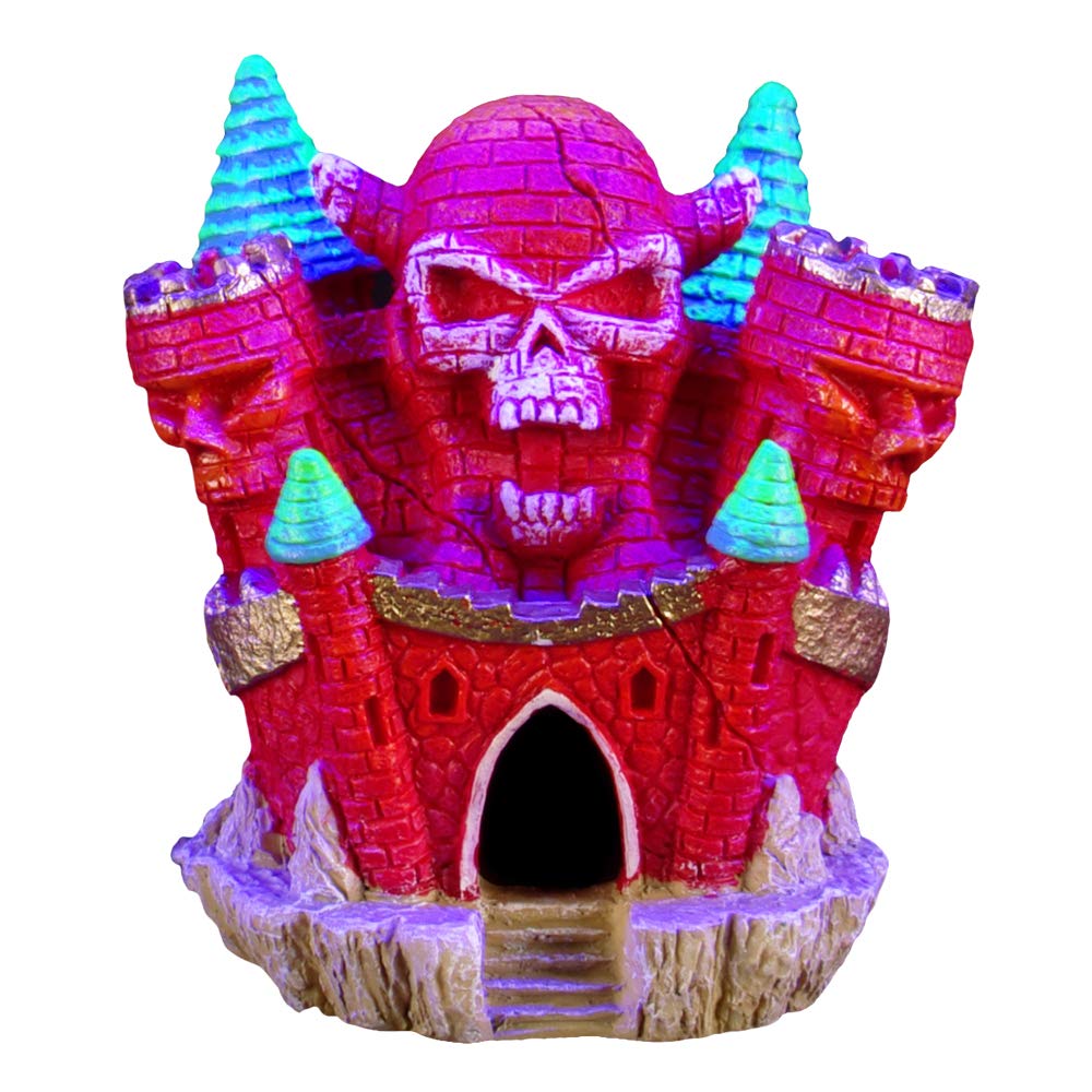 Marina iGlo Skull Castle 4" Aquarium Decoration Fish Hide - Glows Under Blue LED