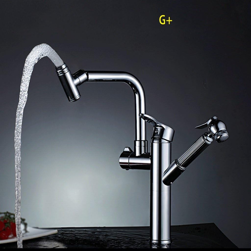 Kitchen faucet RXL Pull-out faucet Hot and cold water faucet Kitchen sink all bronze Telescopic Rotatable stainless steel Sink sink faucet (Size : G)