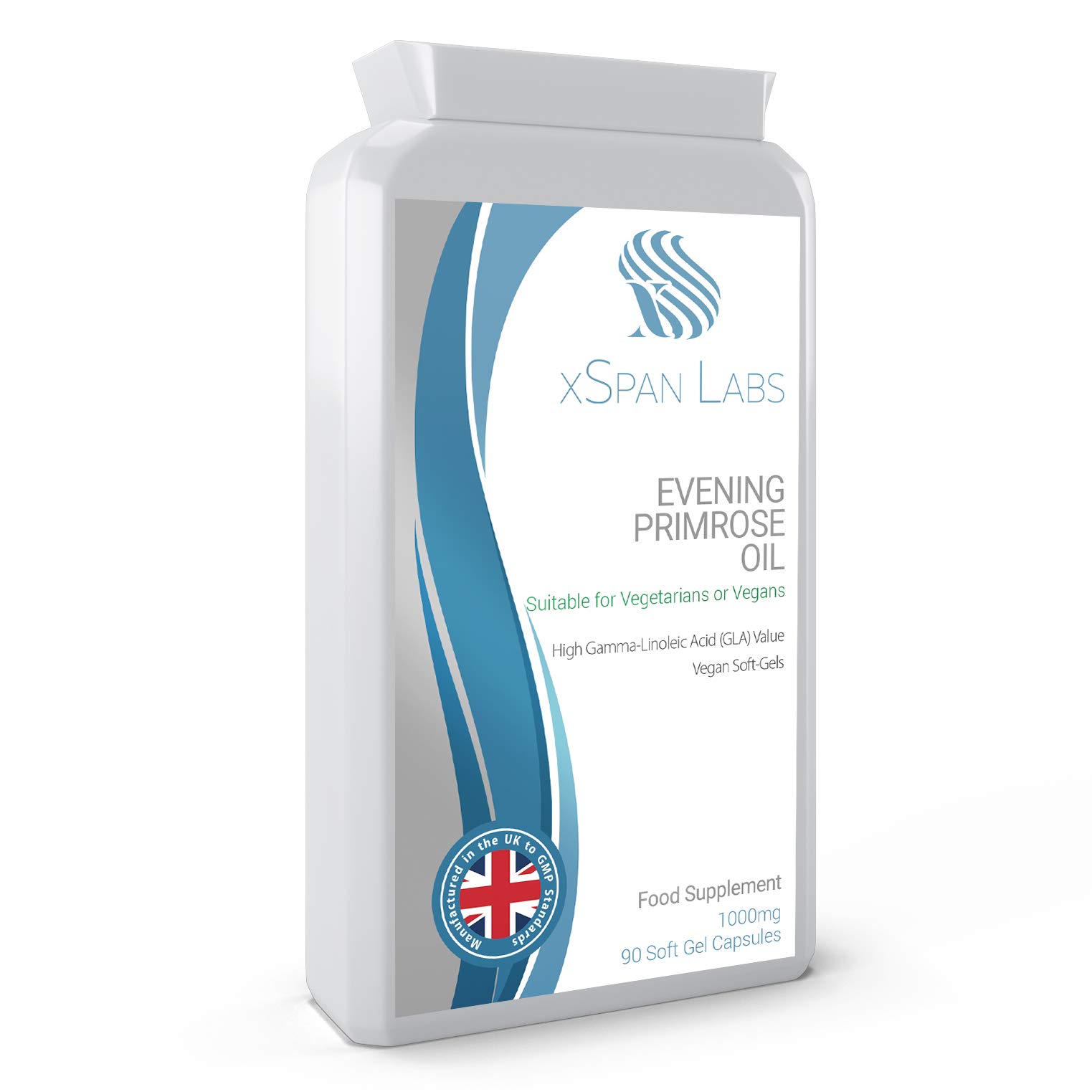 Evening Primrose Oil 1000mg 90 Capsules - Cold Pressed Vegan Soft Gels - High GLA Formulation with Vitamin E - No GMOs - UK Made