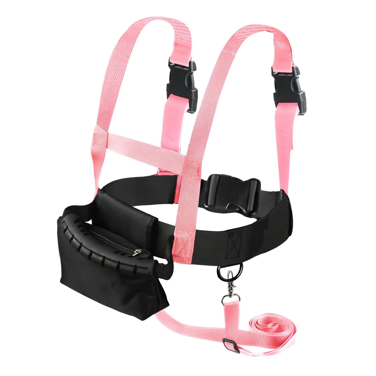 PEUTIER Ski and Snowboard Training Harness for Kids, Ski Harness with Removable Leash and Storage Bag, Speed Control Teaching Harness Vest Ski Accessories for Kid Boy Girl Beginners (Pink)