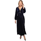 Petal & Pup Womens Cece-Velvet-Long-Sleeve-Maxi-Dress-Midnight-Blue