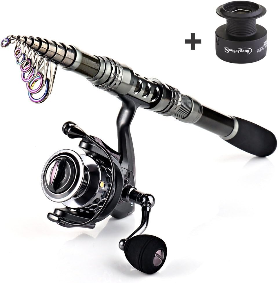 Sougayilang Fishing Rod Combos with Telescopic Fishing Pole Spinning Reels Fishing Carrier Bag for Travel Saltwater Freshwater Fishing : Sports & Outdoors