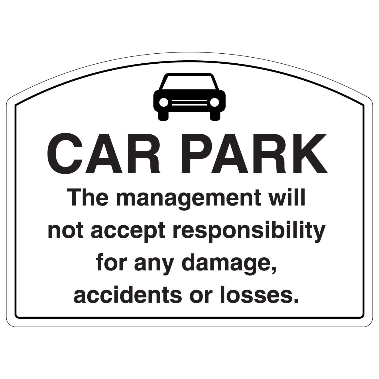 V Safety Shaped Safety Sign - Car Park - Management Responsibility - 300X200 - 1MM Rigid Plastic