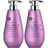 Tea Tree Oil Shampoo and Conditioner Set - Rosemary Oil Shampoo and Conditioner Hair Growth Shampoo for Women - Natural Shampoo for Thinning Hair and Hair Loss with Mint Oil and Coconut Oil (17 Fl Oz)