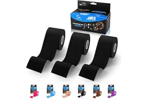 VITYELK Kinesiology Tape Uncut 3 Rolls: Latex Free Hypoallergenic Muscle Tape for Pro-Level Support & Pain Relief – Unlock Your Athletic Potential(Black)