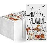Horaldaily 100Pcs Halloween Paper Napkins, Ghost Bat Spider Web | Halloween Theme, for Party Dinner Lunch Kitchen Bathroom, Disposable Decorative Guest Hand Towels
