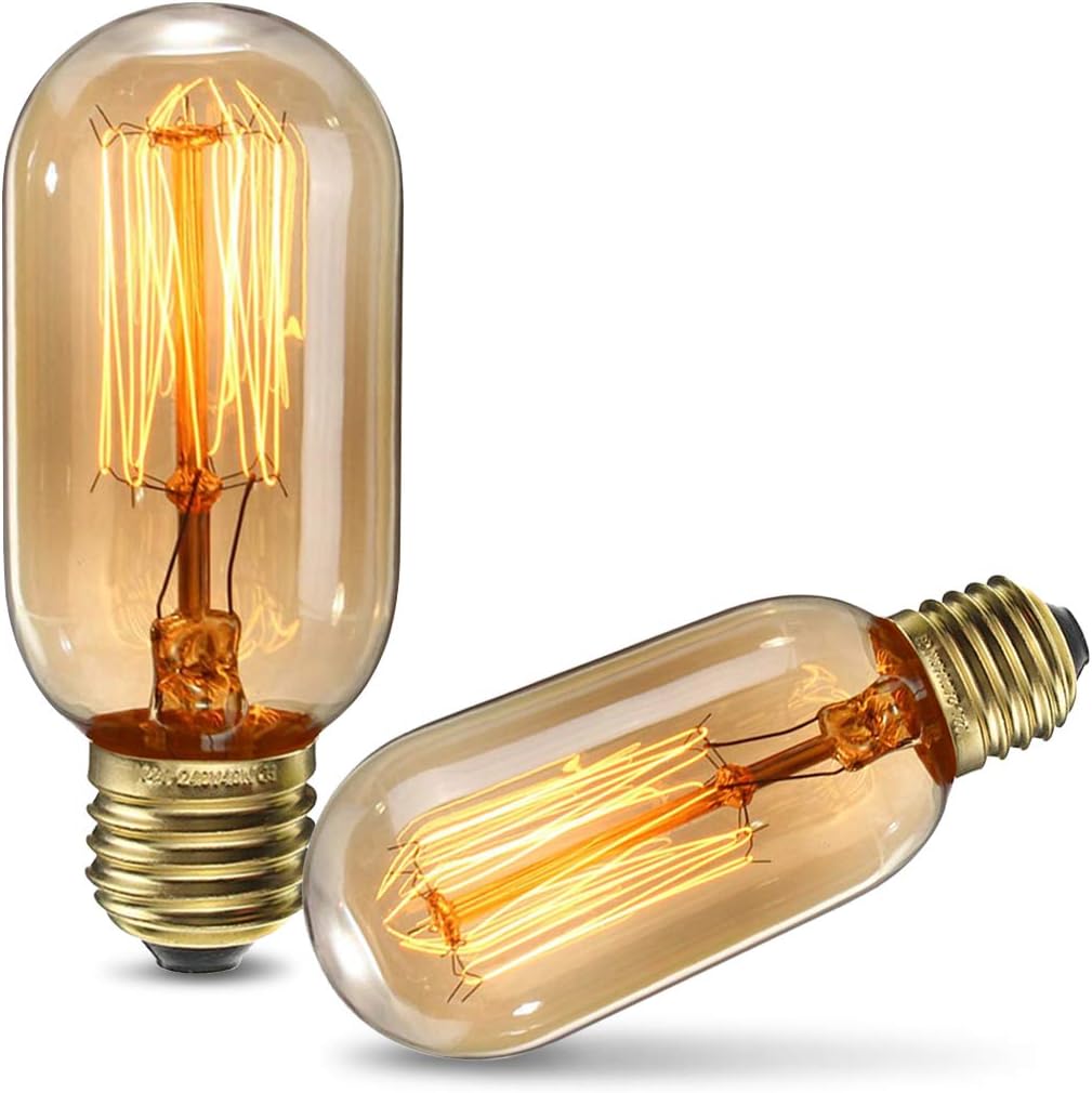 Amazon.co.jp レトロエジソン電球 Elfeland タングステンフィラメント白熱電球 2個入り T4511アンカー 40W