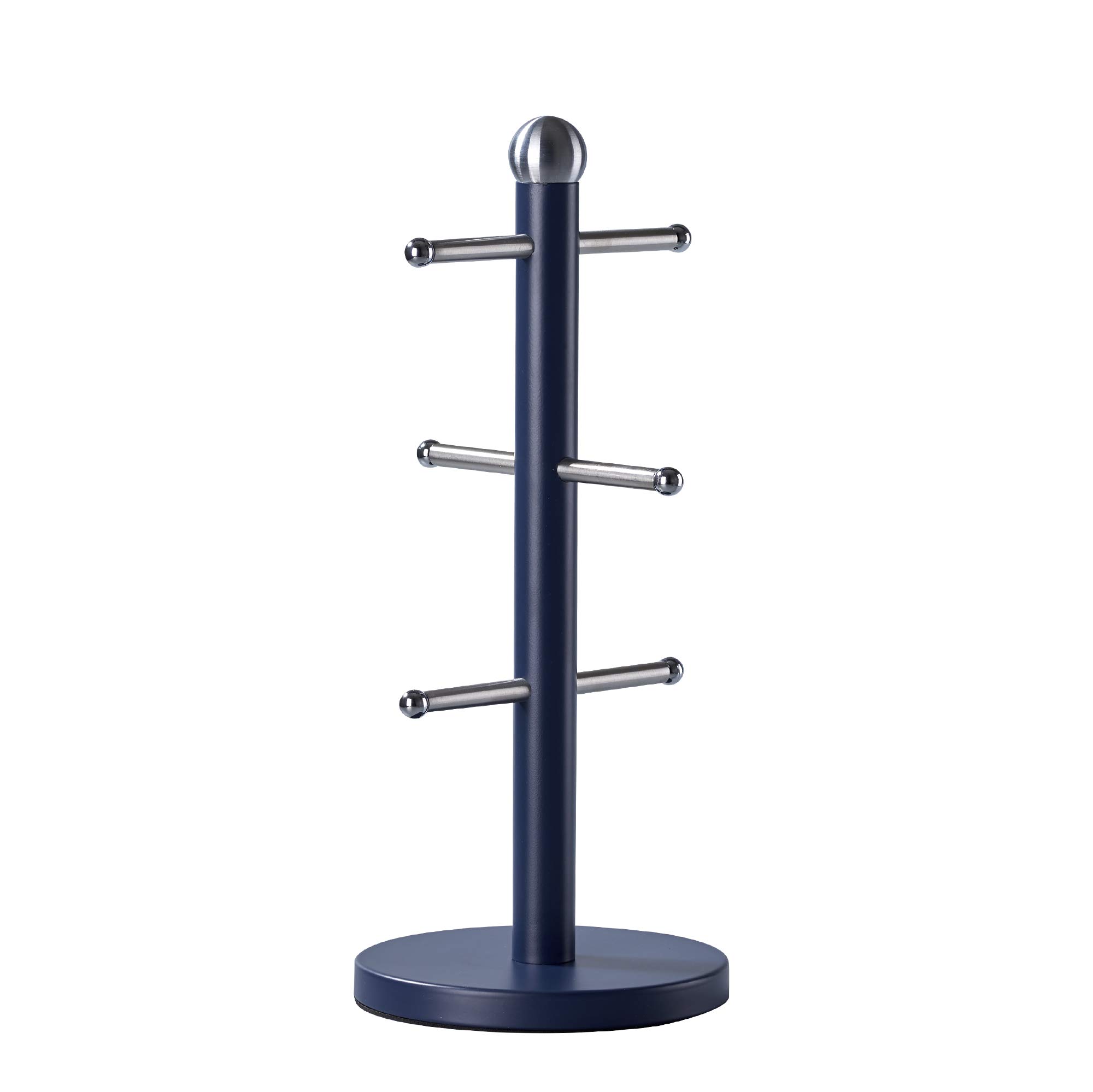 Novel Solutions Stainless Steel Matt Blue Coated 6 Cups Mug Tree Kitchen Storage Rack, One Size