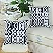 CaliTime Pack of 2 Canvas Throw Pillow Covers Cases for Couch Sofa Home Decoration Modern Geometric Figure Chain Both Sides 18 X 18 Inches Navy Blue