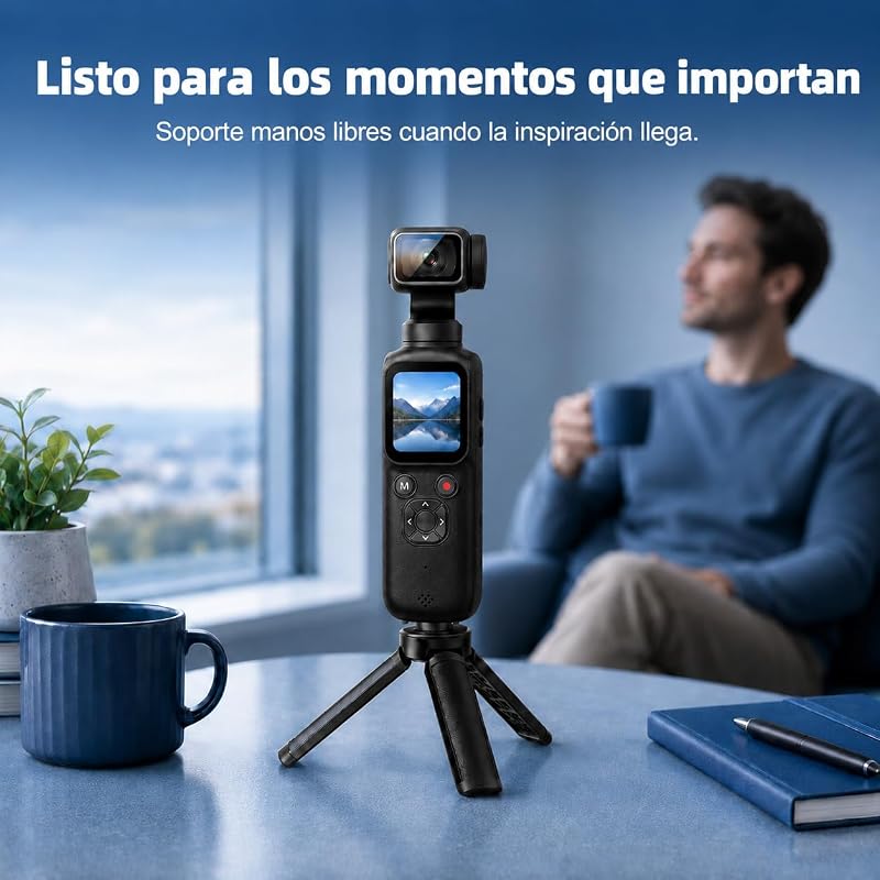 Cámara Vlog 4K, Gimbal CAM con Rastreo Facial, Lente Giratorio de 180°, WiFi cámara vlog para Deportes y Vlogging, Viaje