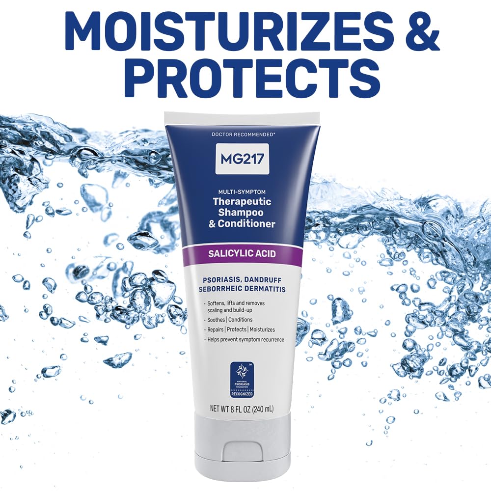 MG217 Psoriasis Shampoo and Conditioner with Salicylic Acid, Therapeutic Scalp Treatment, Softens, Lifts, Removes Scaling, Psoriasis Scalp Treatment, Salicylic Acid Shampoo and Conditioner, 8floz Tube