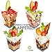 DLux 100 x 5.5 oz Mini Dessert Cups with Spoons, Square Large - Clear Plastic Parfait Appetizer Cup - Small Reusable Serving Bowl for Tasting Party Desserts Appetizers - With Recipe Ebook