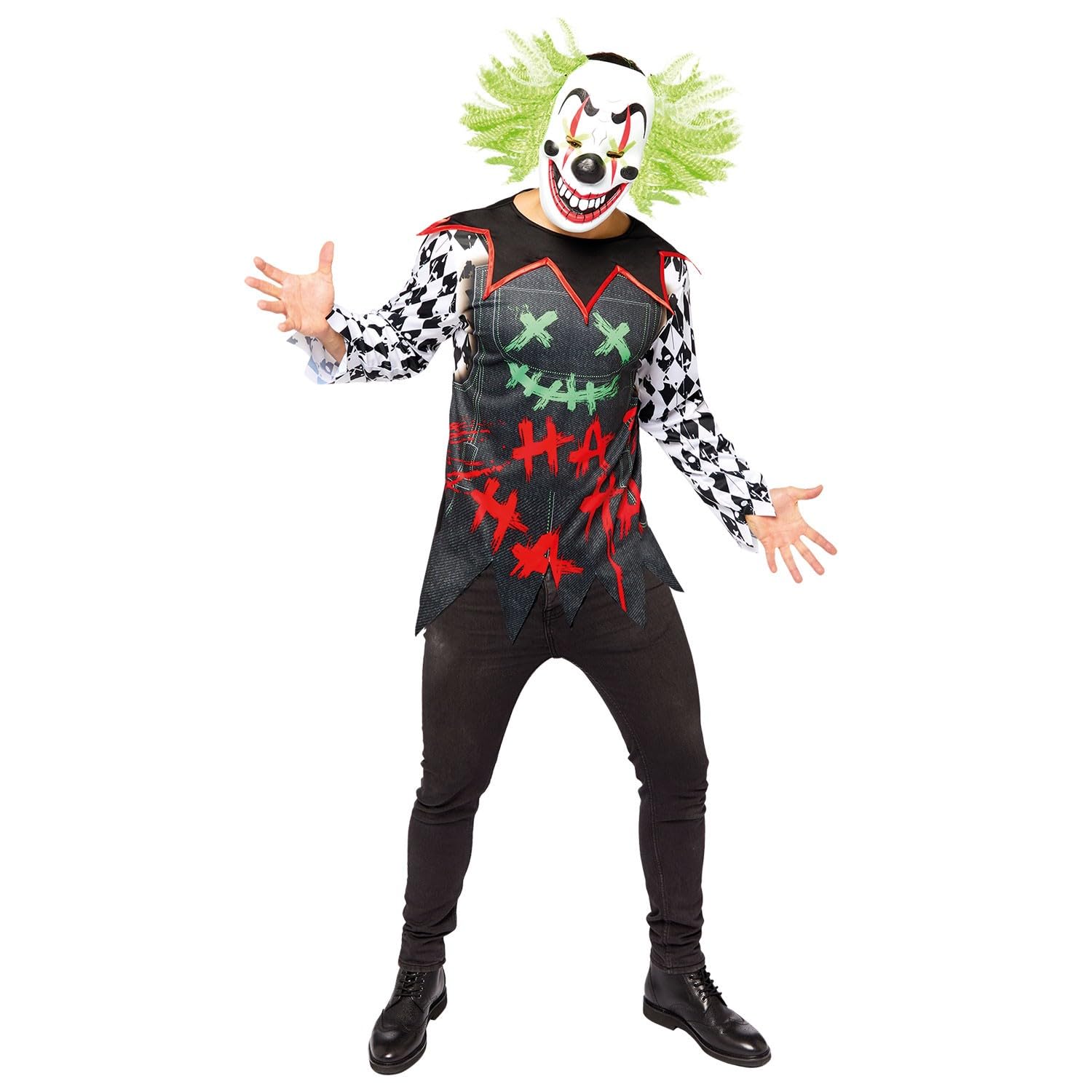 amscan 9912018 - Men's Haha Clown Set Adults Halloween Fancy Dress Costume Size: Plus Size