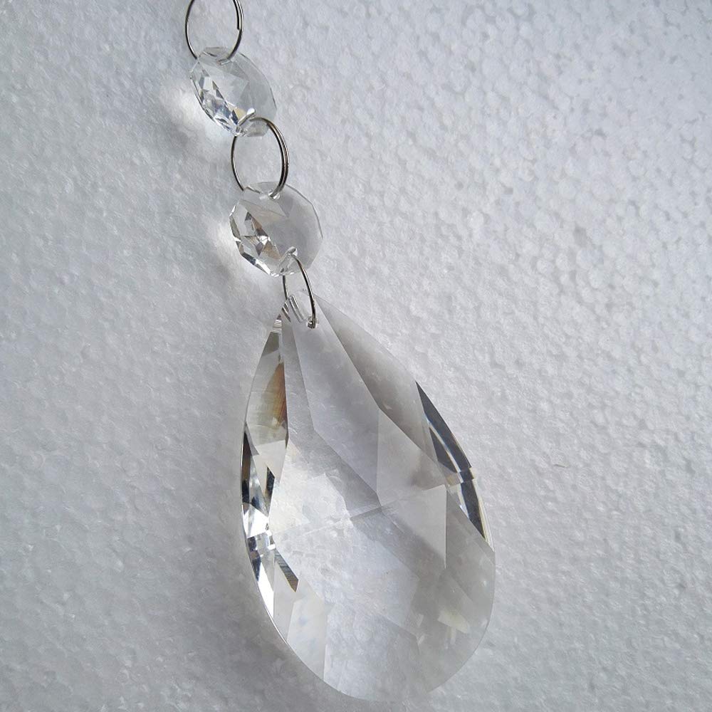 JaneYi 48 mm Colgante de Cristal en Forma de Lágrima Claro Prisma de