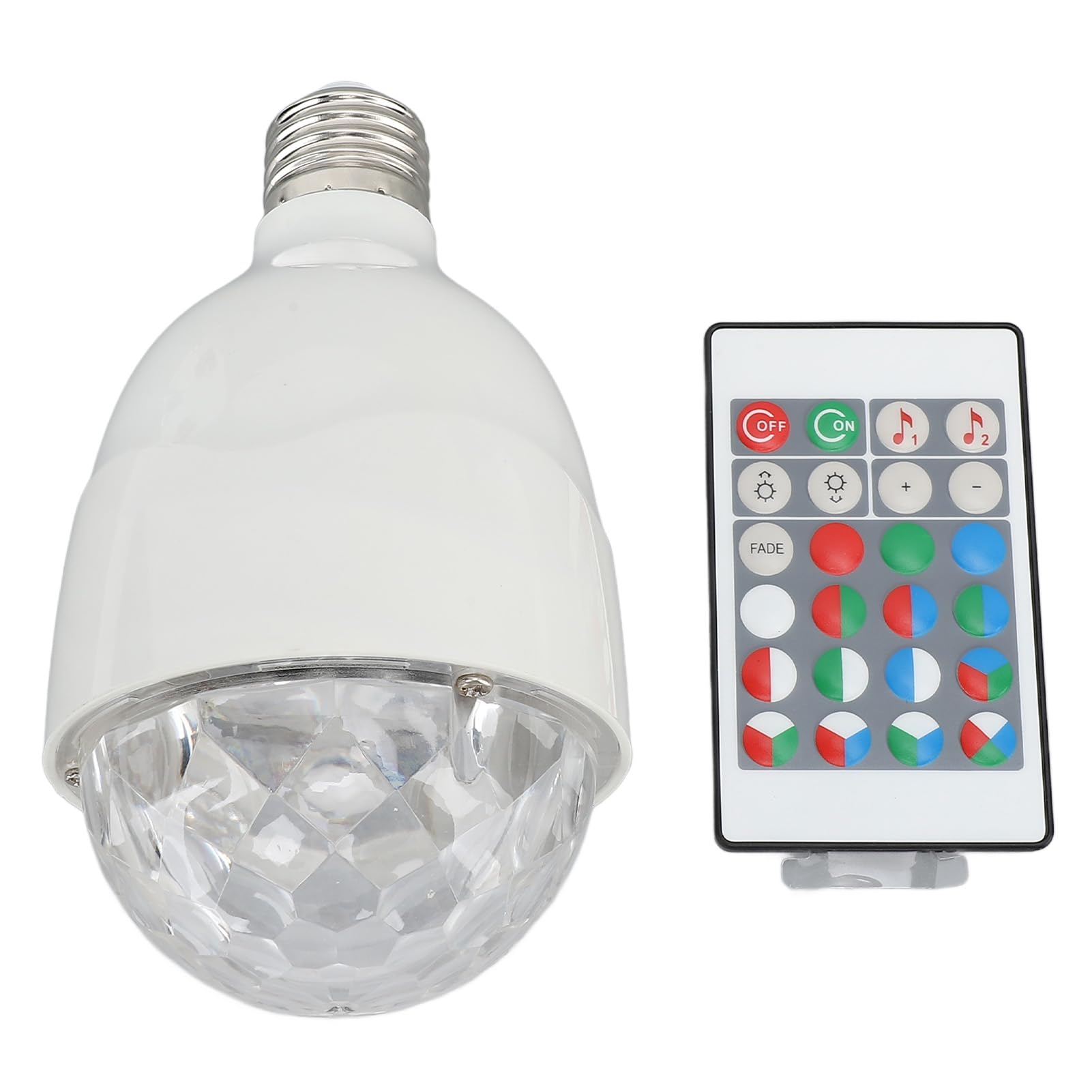 Fafeicy RGB LED Disco Ball Lamp Bulb Sound Activated Remote Control E27 Strobe Lights Colorful Rotating Lighting