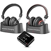 Avantree HT41899 Plus 2 - Dual Bluetooth Wireless Headphones for TV Watching with Transmitter & Charging Docks, aptX Adaptive & Low Latency Support, Compatible with Optical & 3.5mm AUX TVs