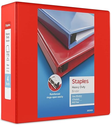 Staples Heavy Duty 4-inch D-Ring Binders 2-Pack With Interior Pockets - Navy Blue