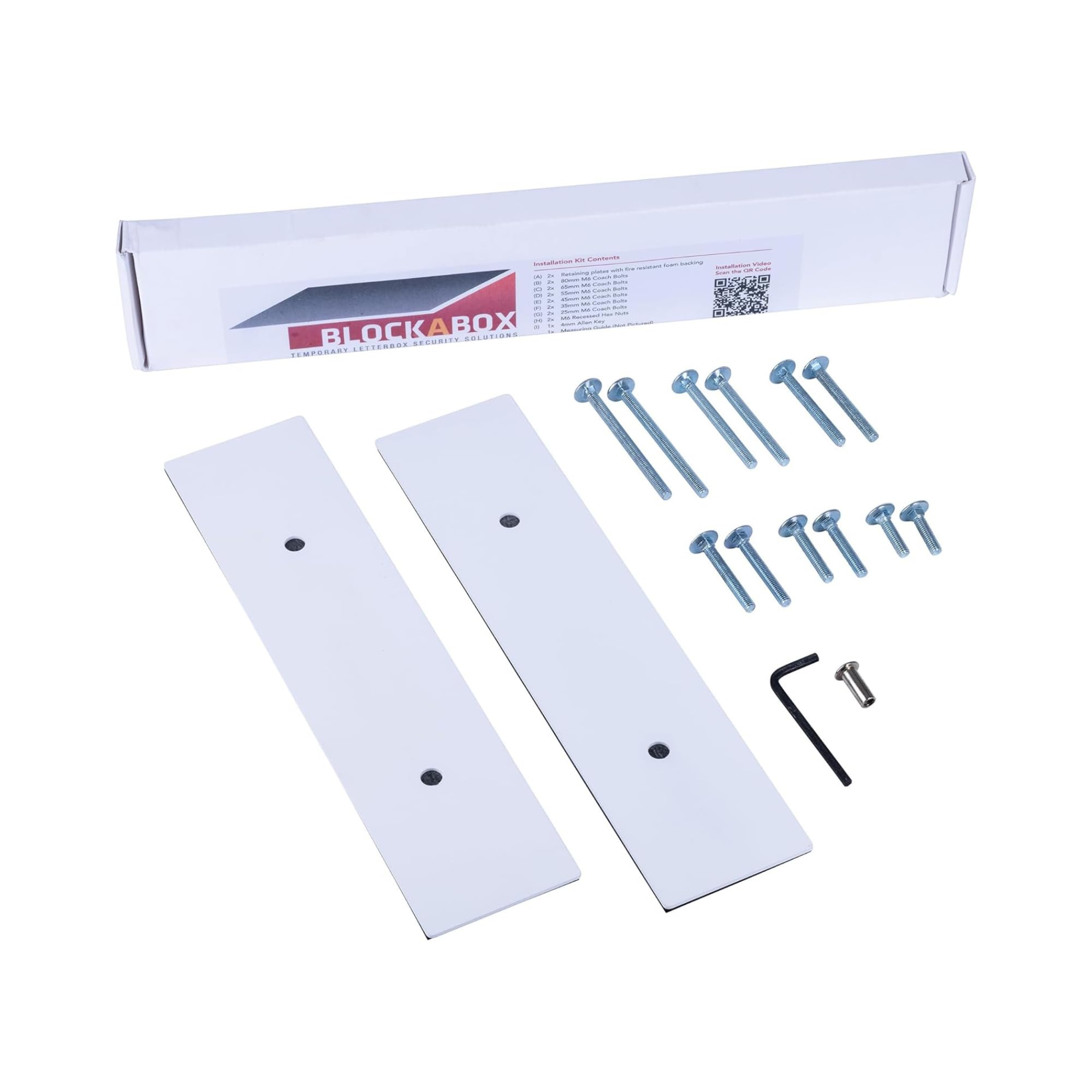 Blockabox – White Coloured Powder Coated Anti Arson Letterbox, Letterbox Cover, Letter Box Blocker, Empty & Void Property, Ideal for Landlords (320mm x 75mm) (White)