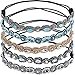 Mudder 5 Pieces Elastic Rhinestone Beaded Women Headbands Handmade Hair Bands Woman Hair Accessories (Muticolor A)
