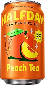Halfday, Prebiotic Peach Iced Tea, 12 Fl Oz Can