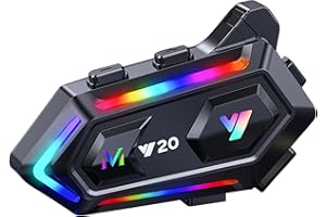 ELIKIDSTO Y20 Motorcycle Helmet Headset with HiFi Sound,Noise Cancellation,RGB Lights Helmet Speakers Headphones with Mircrophone,25 Hours Battetry,Easy to Work with Golves,IPX6 Waterproof,Voice Assistant