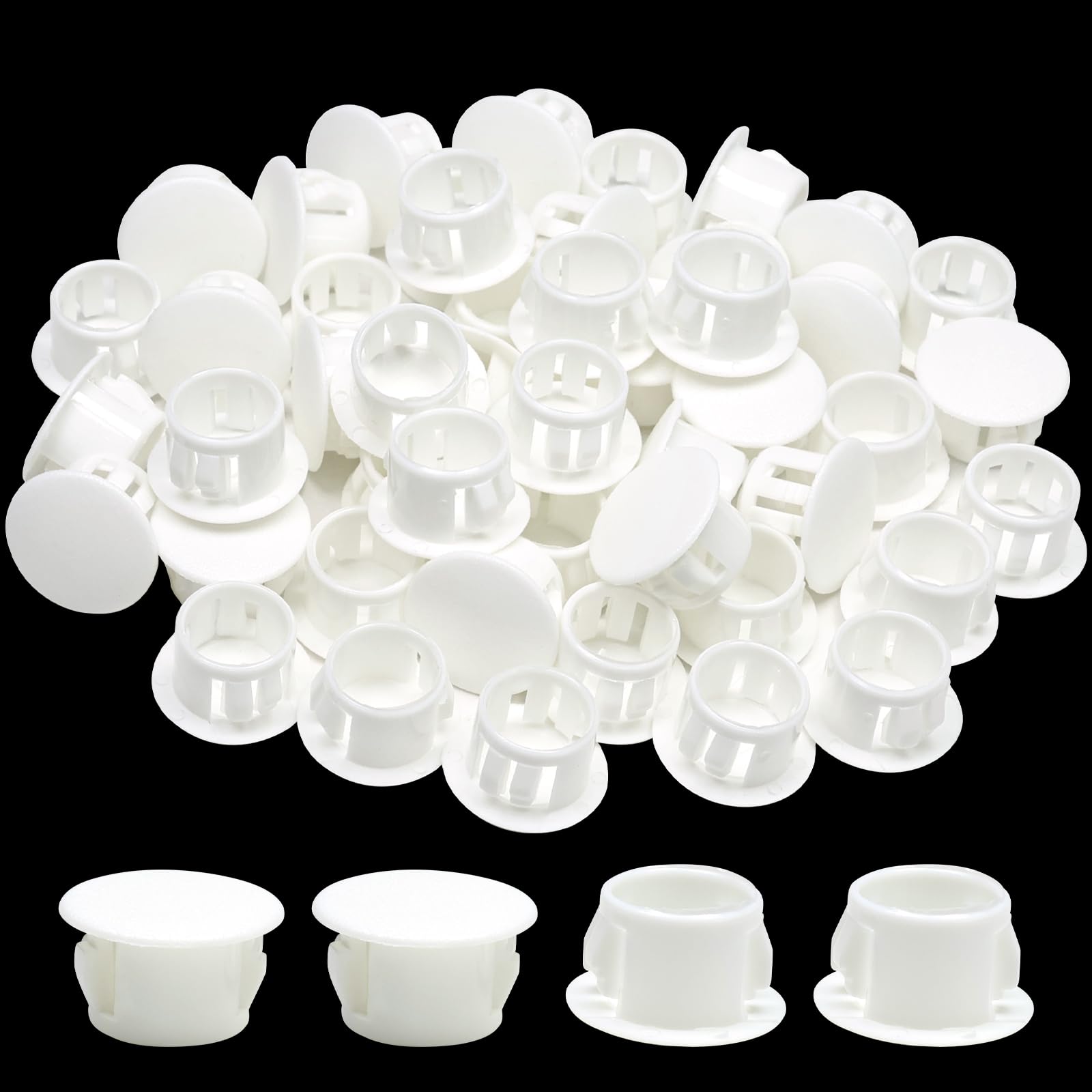 Photo 1 of BOPOREAE 1/2 In/13 mm Plastic Plugs for Round Holes, White Screw Hole Cover Panel Plugs Snap in Locking Hole Tube Electrical Box Knockout Seal Furniture Cabinet Pipe Insert End Caps, 50PCS