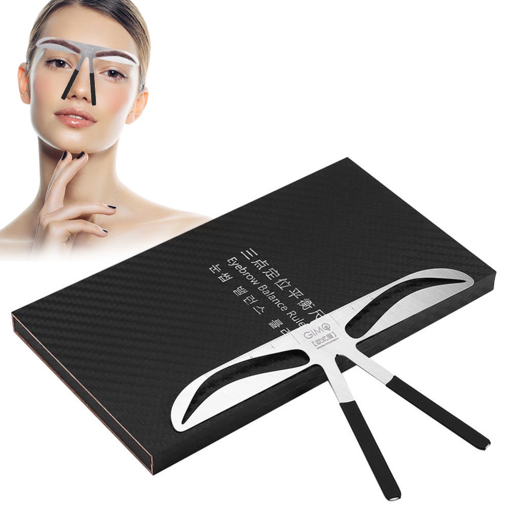 Eyebrow Ruler, Permanent Tattoo Eyebrow Measure Balance Extension Three-point positioning design Ruler Shape Stencil Stainless Steel Makeup Tool(Akinami Eyebrow)