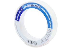 Triple Fish Monofilament Fishing Leader - Clear, Camo Strong Tough Leader Material for Big Game Fishing, Up to 400lb Test