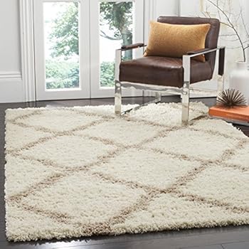 Safavieh Dallas Shag Collection SGD257B Ivory and Beige Area Rug (8'6