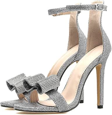 silver bow heels