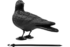 GUGULUZA Crow Decoys Full Body Plastic Crow Decoy for Hunting, Black Flocked Crow Decoy w/Feet Stake for Halloween Decor Yard Garden Decoration