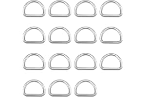15pcs 1 Inch Metal D Ring, Heavy Duty Small D Rings for Sewing Multi-Purpose Semi Circular Dee Rings D Hooks for DIY Hardware
