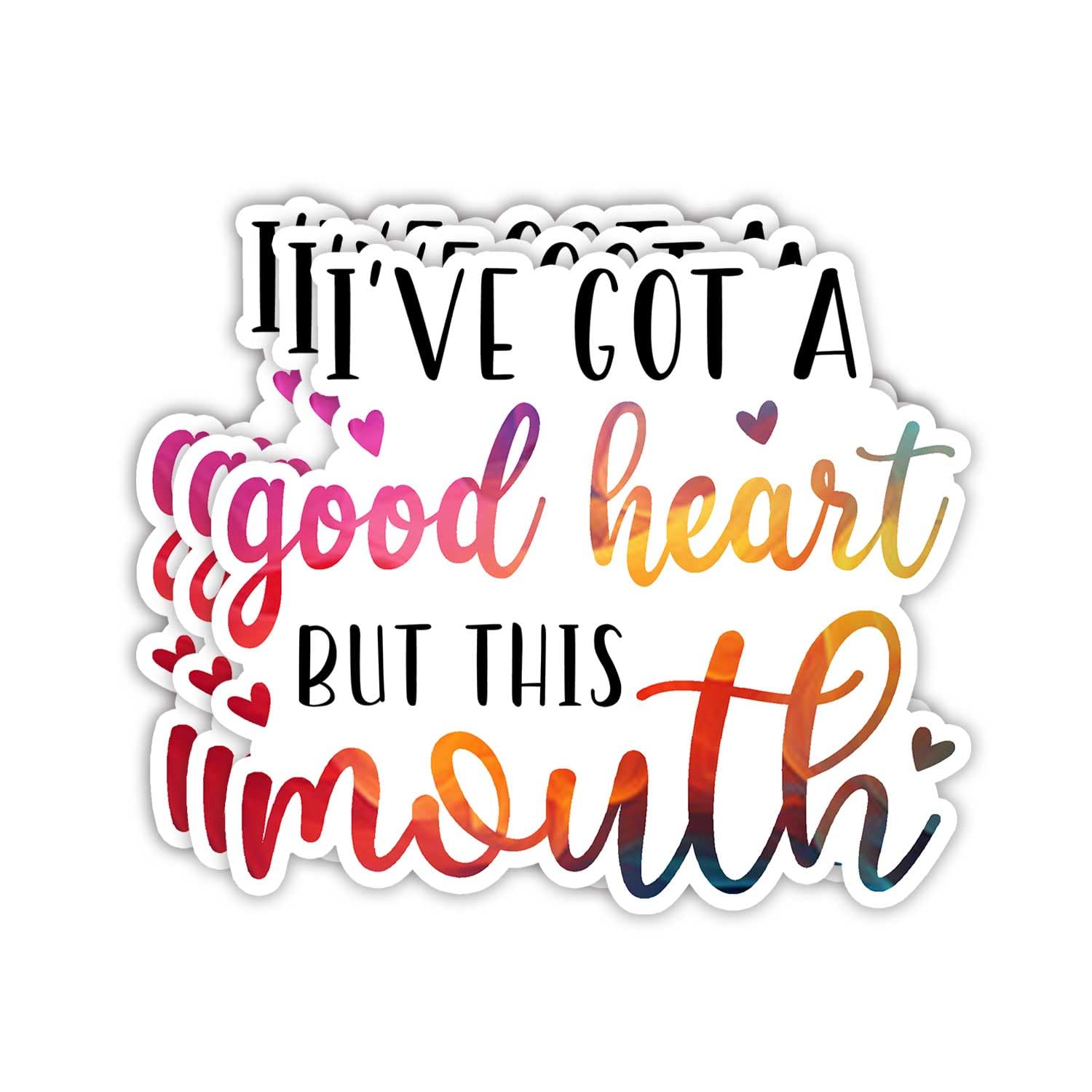 Photo 1 of (3pcs) I've Got A Good Heart But This Mouth Sticker Funny Sayings Sarcastic Humorous Phrase Vinyl Decal for Tumbler Laptop Car Water Bottles Books Phone- Size 3x2.7