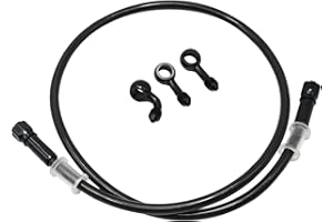 CADUFUELLY AN3 28 90 Degree M10 Aluminum Nylon Braided Motorcycle Brake Hose Line Fuel Line with 360 Degree Swivel Banjo Fitment for ATV Motocross Pit Dirt Street Racing (90cm/35.4")