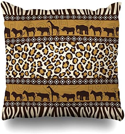 DIYCow Throw Pillows Covers Primitive African Style Design Wild Zebra Cushion Case Pillowcase Home Sofa Couch Square Size 16 x 16 Inches Pillowslips