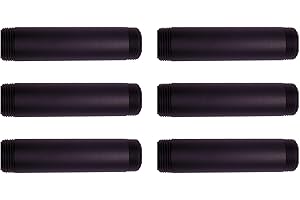 PRIM PIPEWORKS Black 3/4" Steel Pipe - 4" Length, Carbon Steel Pipe Fittings, Perfect for Home Décor Projects - Beautiful, Durable, Safe Industrial Pipe – 6 Steel Pipe Nipples
