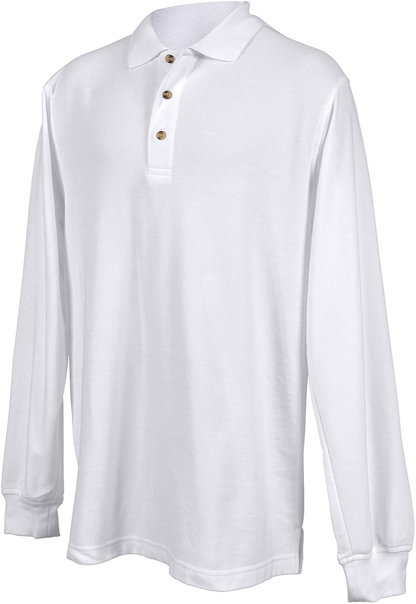 Trimountain Mens 60/40 pique long sleeve golf shirt. WHITE 5XLT at