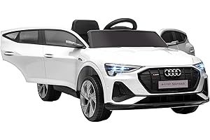 Aosom 12V Kids Electric Ride On Car, Audi E-tron, Battery Powered Toy with Parent Remote Control, Suspension System, Auxiliary Wheels, LED Lights, Music and Horn, MP3 Player, White