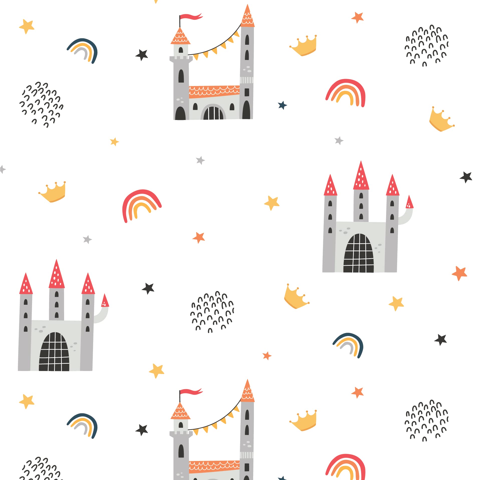 Mane by TIM & TAM Satin Crib Fitted Sheet (Castle) — image 1