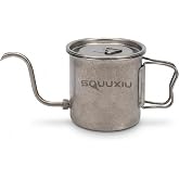 SOUUXIU Foldable Pour Over Coffee Maker for Camping - 400ML Portable Hand Drip Kettle with Lid, Gooseneck Spout for Precision Brewing Outdoor &amp; Travel