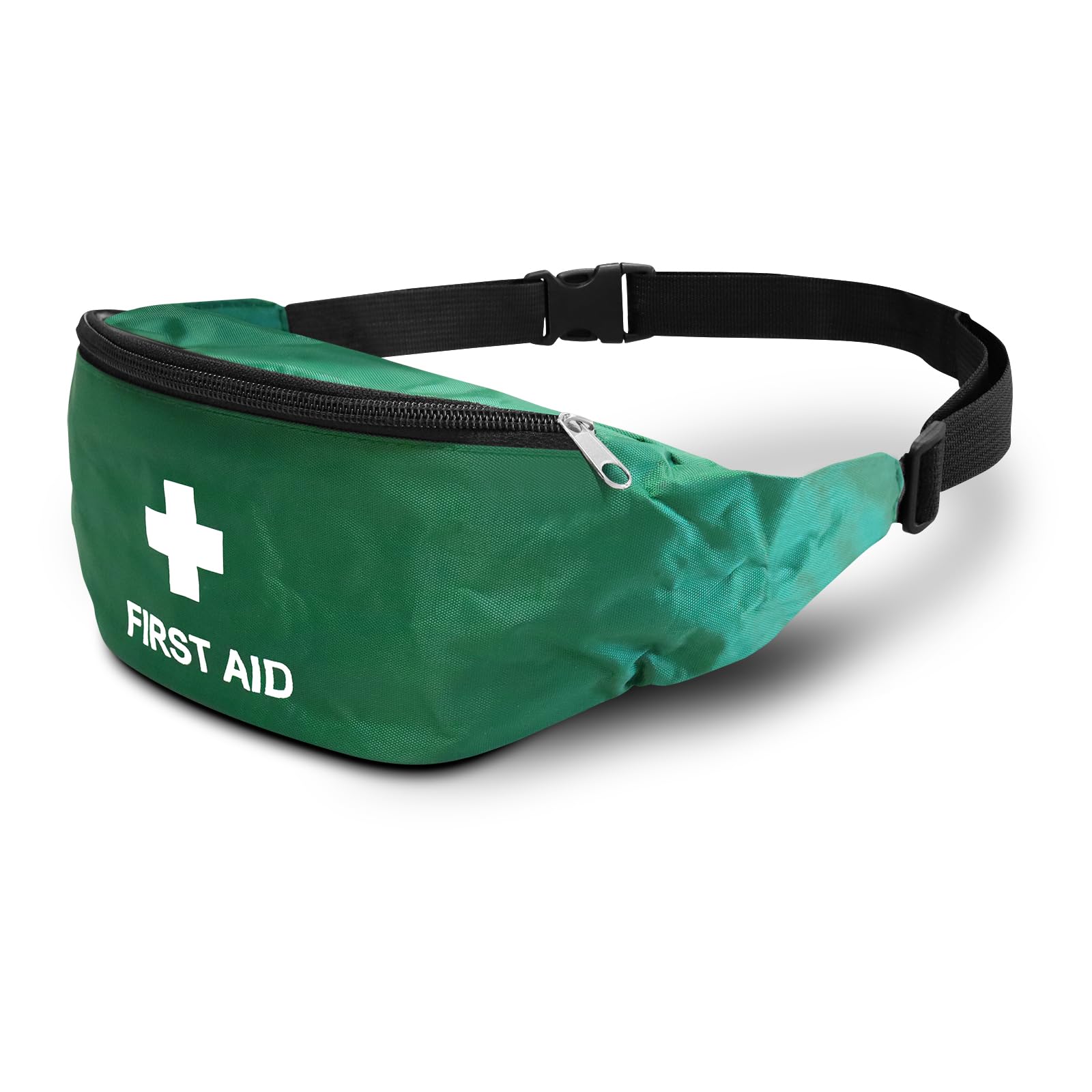 RE-GEN Empty First Aid Bum Bag Waist Pouch | Green | Ideal for Schools, Home, Office & Travel | Strong Adjustable Belt & Buckle | Wide Access Zipper
