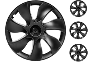 LOZUZ Fits Tesla Model Y Wheel Cover Hubcap 19 Inch Model Y 2020-2023 Wheel Replacement Hub Caps Set of 4 Blade Style Gemini Wheel Cover Replacement 3 Sets of T Logos（Blade Style Black）