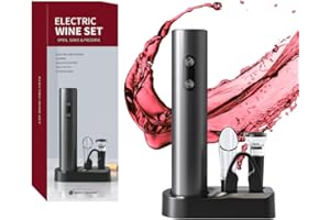 Electric Wine Bottle Opener Set,Automatic Corkscrew Bottle Opener with Foil Cutter and Base,The Perfect Cork Screw Pops Wine 